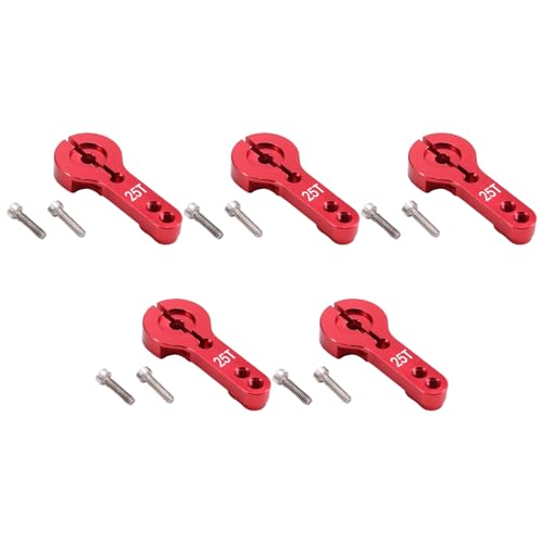 Bueyrfrq 5 STÜCKE 25T M3 Metall RC Servo Horn Aluminium Arm Set für / E9001 Futaba Savox DIY Auto Spielzeug 35mm Rot von Bueyrfrq