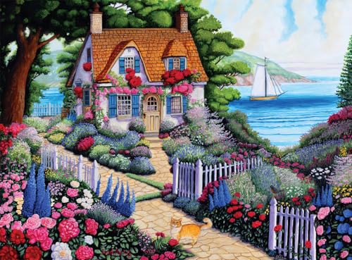 Buffalo Games - Country Life - Joseph Holodook - Seaside Cottage Garden - 1000-teiliges Puzzle für Erwachsene, herausforderndes Puzzle, perfekt für Spieleabende von Buffalo Games