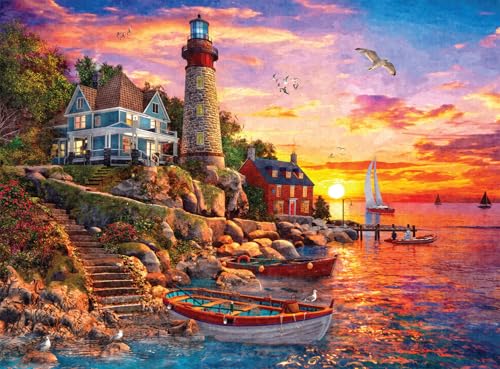 Buffalo Games - Dominic Davison - Sonnenuntergang am Leuchtturm Bay - 1000-teiliges Puzzle für Erwachsene herausforderndes Puzzle perfekt für Spieleabende - Fertige Puzzle-Größe ist 26,75 x 19,75 cm von Buffalo Games