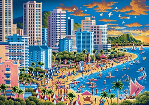 Buffalo Games - Eric Dowdle - Waikiki - 300-teiliges Puzzle für Erwachsene, herausforderndes Puzzle, perfekt für Spieleabende, fertige Puzzle-Größe ist 21,25 x 15,00 von Buffalo Games