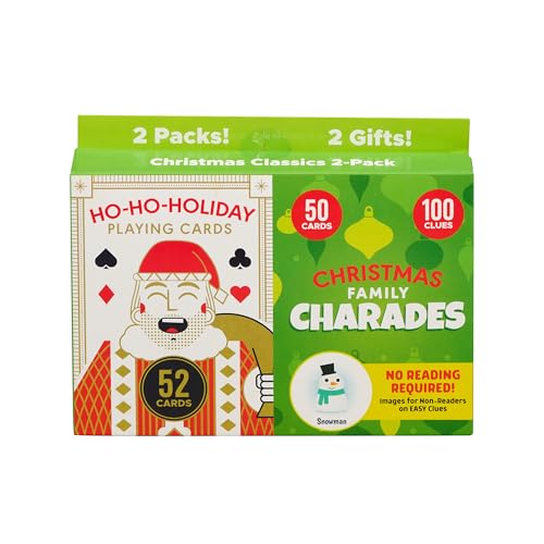 Buffalo Games - Holiday Family Card Game 2 Pack - Ho Ho Holiday Cards and Family Charades - Family Game Night Staple - Ages 6 and Up von Buffalo Games