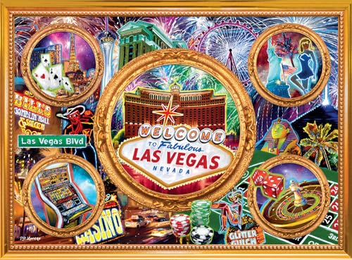 Buffalo Games - Las Vegas Collage - 1000-teiliges Puzzle für Erwachsene, herausforderndes Puzzle, perfekt für Spieleabende - Fertige Größe 26,75 x 19,75 von Buffalo Games