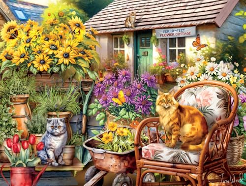 Buffalo Games Tom Wood – Landkatzen – 750-teiliges Puzzle für Erwachsene, herausforderndes Puzzle, perfekt für Spieleabende, fertige Puzzle-Größe ist 24,00 x 18,00 cm von Buffalo Games