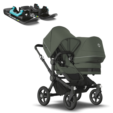 bugaboo Geschwisterwagen Donkey 5 Duo Complete Black/Forest Green inklusive Wheelblades von Bugaboo