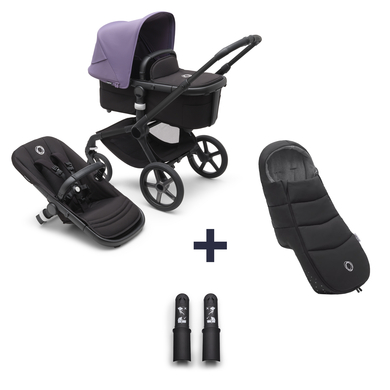 bugaboo Kinderwagen Fox 5 mit Liegewanne und Sitz Black/Astro Purple inklusive gratis Fußsack und Höhenadapter von Bugaboo