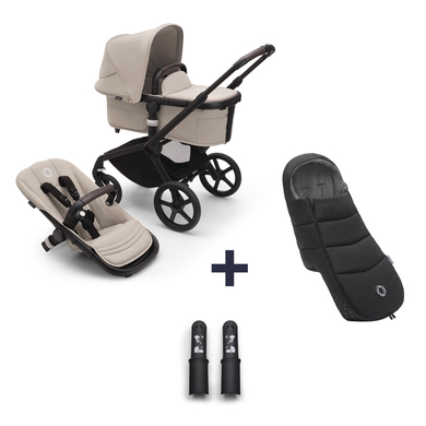 bugaboo Kinderwagen Fox 5 mit Liegewanne und Sitz Black/Desert Taupe inklusive gratis Fußsack und Höhenadapter von Bugaboo