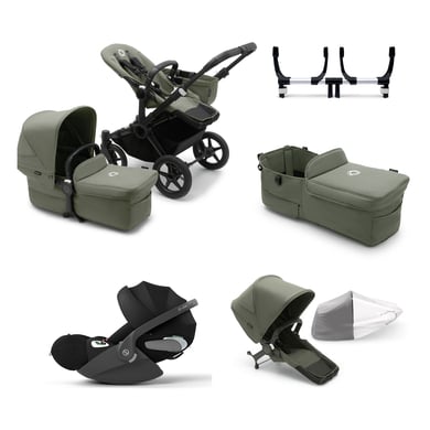 bugaboo Kombikinderwagen Donkey 5 Mono Complete Green Erweiterungsset Liegewannenbezug Donkey 5 Complete Donkey Twin Adapter cybex PLATINUM Babyschale Cloud T I-Size Black von Bugaboo