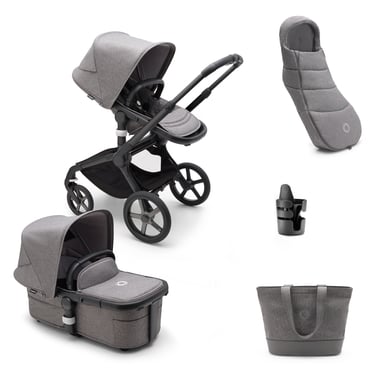 bugaboo Kombikinderwagen Fox 5 mit Zubehör Black/Grey Melange von Bugaboo