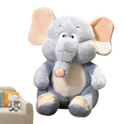 Buhjnmik Elefant Stofftier, Elefant Plüschtier - Plüsch-Tierspielzeug - Süßes Elefanten-Plüschtier, weiche Kuscheltier-Puppe für und Mädchen von Buhjnmik