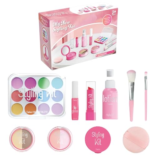 Buhjnmik Falsches Make-up, Make-up Spielen | 10-teiliges Kosmetikset für Kleinkinder,Kinder-Make-up-Set zum Rollenspiel für kleine Mädchen, Fake-Spielzeug-Make-up-Set für Kindermädchen von Buhjnmik