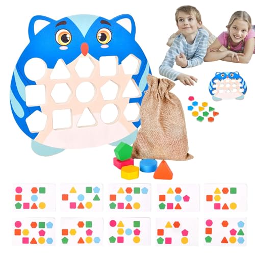 Buhjnmik Farb- und Form-Matching-Puzzle,Form-Matching-Puzzle | Farbsensortafel aus Holz | Vorschul-Puzzlespiel mit Karten, 2-Spieler-Denkaufgabe für Kinder ab 3 Jahren von Buhjnmik