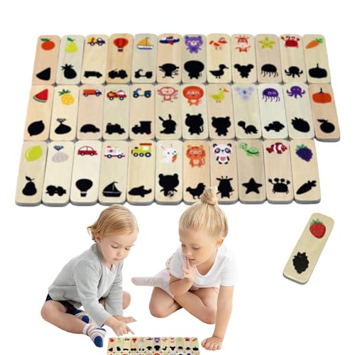 Buhjnmik Form-Matching-Puzzle, Schatten-Matching-Spiel | Pädagogisches Schatten-Matching-Spielzeug,Pädagogische Schatten-Matching-Spielzeuge, hölzernes Formsortier-Puzzle, pädagogisches Spielzeug für von Buhjnmik