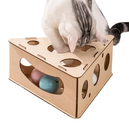 Buhjnmik Katzen-Puzzle-Box aus Holz, Katzen-Puzzle-Futterbox | Katzen-Leckerli-Spielzeug Holz,Katzen-Leckerli-Puzzle-Box, Leckerli-Labyrinth aus Holz, Katzen-Puzzle-Futterstation, Leckerli-Box für von Buhjnmik