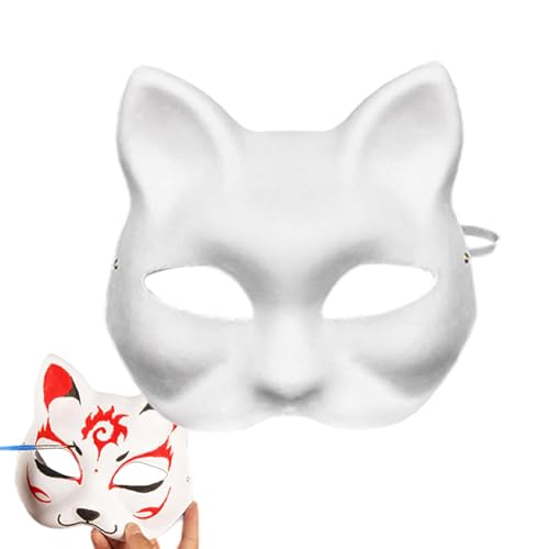 Buhjnmik Katzenmasken zum Bemalen – blanko handbemalte Gesichtsmaske – Halbgesichtsabdeckung, Bastelmaske, Kostümzubehör für Halloween, Karneval, Kostüm, Requisite, Partygeschenke von Buhjnmik