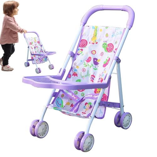 Buhjnmik Kinderwagen Spielen,Faltbarer Kinderwagen mit unterem Korb - Kleid Mädchen Kinderwagen, Alter 3+ Kinder Geschenk Spielzeug Mädchen Puppe Zubehör, Mädchen Spielzeug von Buhjnmik