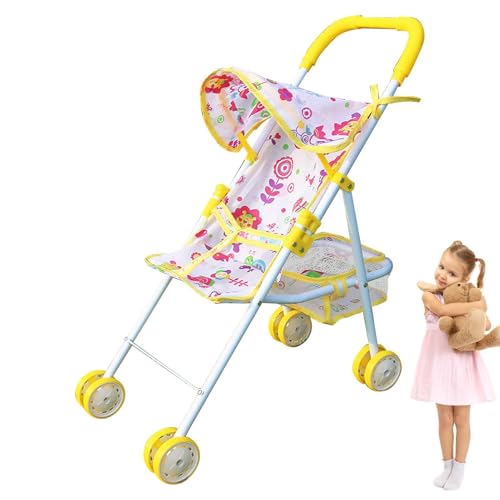 Buhjnmik Kinderwagen Spielen,Kinderfreundlicher Puppenwagen mit unterem Korb - Kinderwagen zum Spielen im Freien, Puppenzubehör für Kinder ab 3 Jahren, und Mädchen für unterwegs! von Buhjnmik