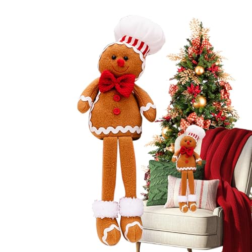 Buhjnmik Lebkuchenpuppen, Lebkuchenstofftier,Lebkuchenmann Junge Mädchen Figuren | Weihnachts-Lebkuchenpuppe, Lebkuchenmann-Kissen, gefüllte Lebkuchenpuppe für die Feiertags-Tischdekoration von Buhjnmik