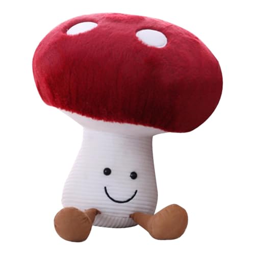 Buhjnmik Pilz Kissen Plüsch - Bequeme Plüschtiere | Niedliches rotes Pilz-gefülltes Plushie-Pilz-Spielzeug für Kindergeburtstags-Weihnachtshauptdekoration von Buhjnmik