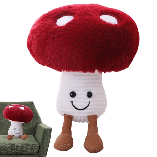 Buhjnmik Pilz Plüsch | Smile Doll Pilz - Weiches Plüsch-Puppen-Plushie-rotes Pilz-Kissen, gefülltes Plüsch-Kissen-Baby-Plüsch-Spielwaren-Sofa-Kissen-Dekoration von Buhjnmik