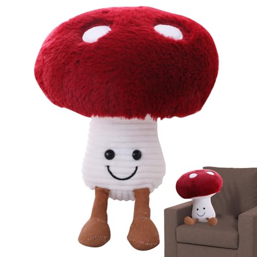 Buhjnmik Pilz-Plüschtiere - Pilz Stofftier | Weiches Plüsch-Puppen-Plushie-rotes Pilz-Kissen, gefülltes Plüsch-Kissen-Baby-Plüsch-Spielwaren-Sofa-Kissen-Dekoration von Buhjnmik