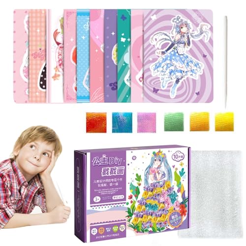 Buhjnmik Puncture Painting Set für Kinder, Poking Art -Spielzeug - Kreatives Puzzle-Punktionsmalen für Kinder | Handgefertigtes -Anziehaufkleberbuch für Mädchen-Geburtstagsgeschenke von Buhjnmik