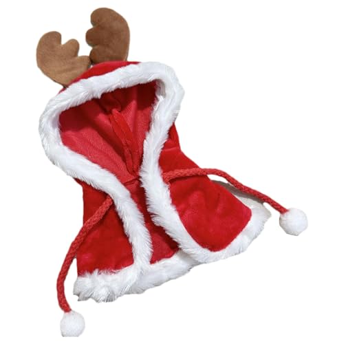 Buhjnmik Puppen-Weihnachtskleidung, Puppen-Cape-Kleidung - Weihnachtskleidung Plüschpuppenkleidung,Anziehkleidung, süßer Puppenanzug, Geweih-Umhang-Puppenkleidungsset, Puppen-Weihnachtskostüm, von Buhjnmik