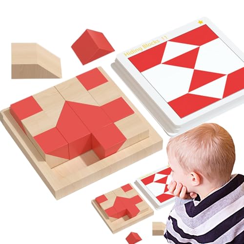 Buhjnmik Puzzleblöcke, Blockpuzzles für Kinder - Musterblöcke Denksportaufgaben-Spiel | Puzzle-Spiele, Würfel, Brettspiel, Puzzle-Stiel, Lernspielzeug für und Mädchen ab 3 Jahren von Buhjnmik