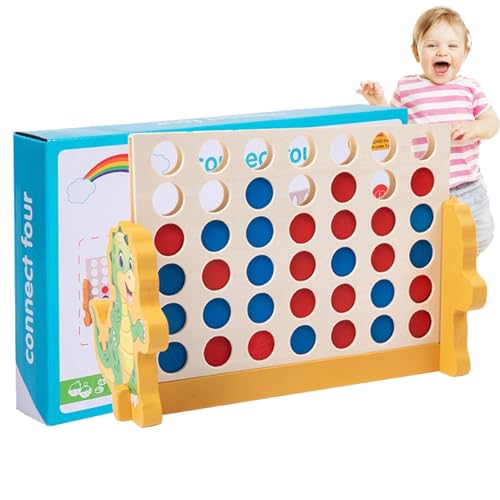 Buhjnmik Schachspiel für Kinder, Schachbrettspiel - Eltern-Kind-Brettspiele | Wooden Connect-Brettspiel, tragbares 4-Reihen-Spiel, klassisches Strategiespielzeug für die ganze Familie, Wood von Buhjnmik