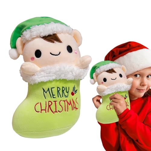 Buhjnmik Weihnachtskuscheltiere, Weihnachtspuppe, 9,84-Zoll-Stofftier-Dekorationsplüsch, Gefülltes Plüschtier, Weihnachts-Wurfkissen, Plüsch-Weihnachtspuppe für Kinder, Mädchen und von Buhjnmik