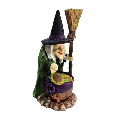 Buhjnmik Zauberer Statue Hexe Figur, Hexen-Zauberer-Statuen-Verzierung, Zauberer-Hexe-Ornament aus Harz, 1 Stück Halloween-Dekorationen für Schlafzimmer, Themenpartys von Buhjnmik