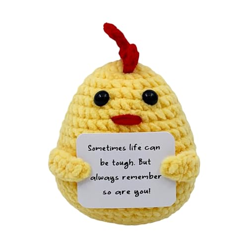 Buhygn Emotionale Unterstützung häkeln,Emotionale Unterstützung häkeln - Winziges Plüschküken mit emotionaler Unterstützung,Lustige süße Ermutigungs-Strickpuppe, 8,5 cm/3,3 Zoll von Buhygn