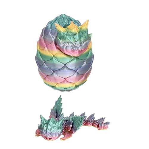 Buhygn -Gedruckter Drache im Ei, Kristalldrache-Zappelspielzeug, voll beweglicher Kristalldrache mit Ei, sicher zum Spielen, flexibel, 10,2 x 7,5 x 7,5 cm / 12 x 7 cm, 1 Set für Kinder von Buhygn