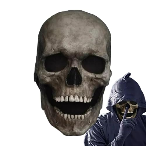 Buhygn Gesichtsmasken, Vollschädel-Gesichtsabdeckung, Halloween-Requisiten, Totenkopfmaske, realistische Totenkopfmaske, Kopfbedeckung mit beweglichem Kiefer, Halloween-Kostüm-Zubehör von Buhygn