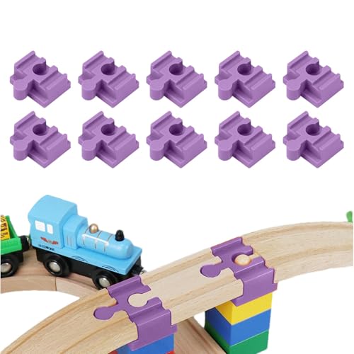 Buhygn Train Track Linkers, Train Track Connector Set, Train Connectors, Set of 10 Wooden Train Track Accessories for Kids Aged Over 3 Years Old, Track Connector Train Sets von Buhygn