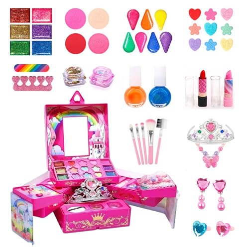 Buhygn Kinder-Make-up-Set, Spielzeug für Mädchen, waschbares Make-up für kleine Mädchen, -Spielzeug für Mädchen, waschbare echte Kosmetik-Sets | Anziehset, -Make-up-Set für von Buhygn