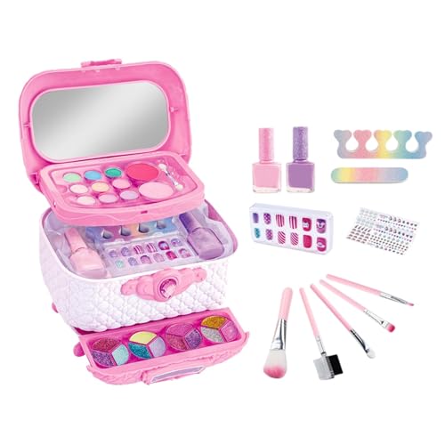 Buhygn Kinder-Make-up-Set,Kinder-Make-up-Set | Waschbares Kinder-Make-up-Set,Prinzessinnen-Puppen, Anziehspielzeug, niedliches Kleinkind-Kosmetik-Set, Nagelkunst-Zubehör für Kinder, Teenager, Mädchen, von Buhygn