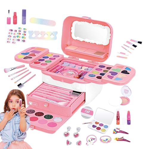 Buhygn Kinder Spielen Make-up, Spielzeug-Make-up | Waschbares Make-up für kleine Mädchen,Pretend Toys -Make-up-Set mit Spiegeln, Prinzessinnen-Anziehspiel, Weihnachts- und von Buhygn