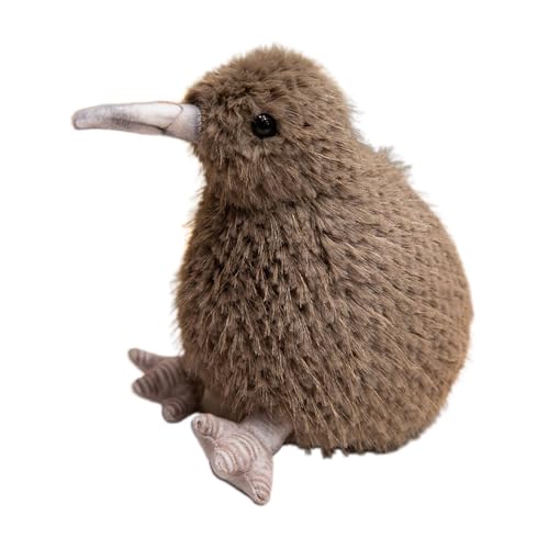 Buhygn Kiwi-Vogel-Plüschtier, Stofftier-Kiwi-Plüschpuppe, realistisches Kiwi-Vogel-Stofftier, einzigartiges Design, langlebig, 20 x 18 x 15 cm, Grau/Kaffee/Weiß für Kinder von Buhygn