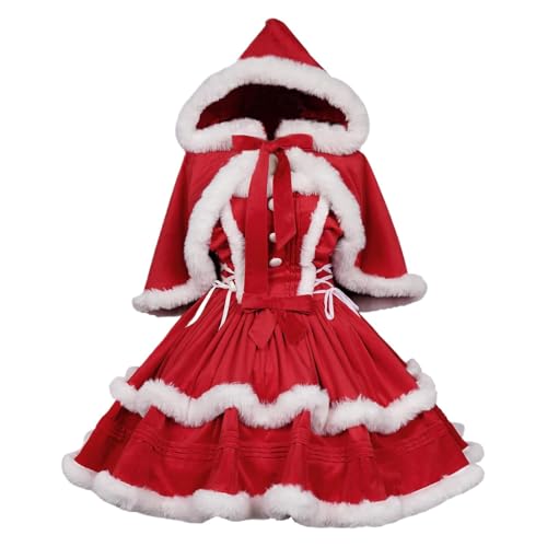 Buhygn Mrs. Kostüm, Weihnachtskostüme für Damen, Cosplay, Weihnachtskleid, Samt, Clubkleid, warmer Anzug mit Umhang für Damen, Erwachsene, Freunde von Buhygn