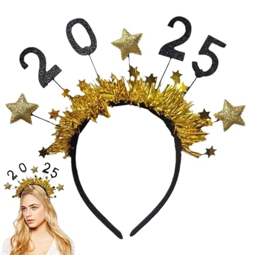 Buhygn Neujahrs-Stirnband | Glitzer Partyzubehör | Diadem für Feiern | Festliches Neujahr | Stern Pailletten Stirnband Tiara für Weihnachten 2025 Silvester Party Supplies von Buhygn