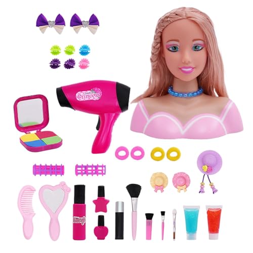 Buhygn Puppenkopf-Haarstyling, Haar- und Make-up-Kopfpuppe, realistischer, exquisiter Make-up-Kopf, einfach zu bedienen, verschleißfest, 18,5 x 8,5 x 20,5 cm für Mädchen von Buhygn