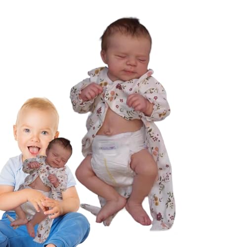 Buhygn Realistische Simulations-Babypuppen, schlafende Neugeborene, Babypuppen aus Silikon, ansprechendes Puppendesign, einfach zu bedienen, 48 cm für Kinder von Buhygn