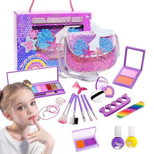 Buhygn Schminkspielzeug, Schminkspielzeug | 19x Spiel-Make-up-Set für Kleinkinder,Waschbares Make-up-Spielzeug, echtes Make-up-Spielzeug für Mädchen zum Geburtstag, Weihnachten, Kinder im Alter von 3 von Buhygn