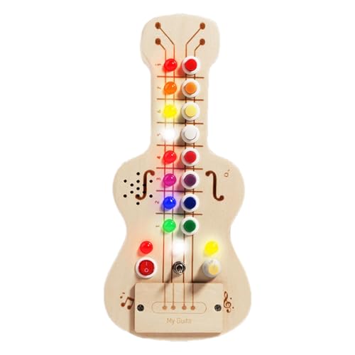 Buhygn Sensory Toys for Kids 1-3 | Kids Guitar Toy with Led Light | Wooden Guitar Sensory Toy | Sensory Activity Board | Educational Activity Board for Kids von Buhygn