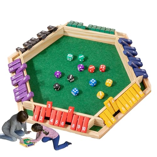 Buhygn Shut The Box-Spiel, Holzbrettspiel mit Würfeln, pädagogische Mathe-Zahlen-Würfelspiele, einfach zu Spielen, 39,5 x 34,5 x 4 cm für Erwachsene, Kinder von Buhygn