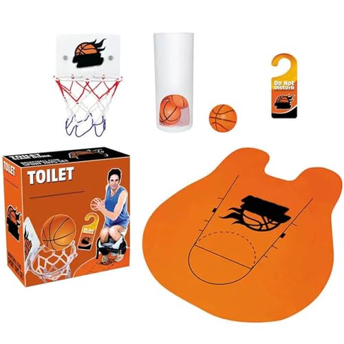 Buhygn Toiletten-Basketballspielset, Basketballkorb-Badezimmerset, interaktives Badezimmer-Sportspielzeug, Bequeme Wartung, 67,3 x 74,9 cm, 1 Set Basketball für Badezimmer von Buhygn