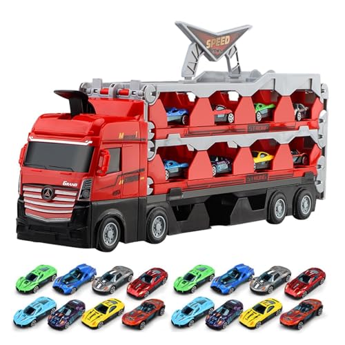 Buhygn Transport-LKW-Spielzeug für Kinder, Autotransporter-Spielzeug-LKW | Zusammenklappbare Spielzeug-LKWs mit Auswurf-Rennstrecke | Kinderspielwagen, faltbares Spielzeugauto, Rennbahn, von Buhygn