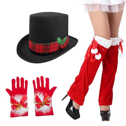 Buhygn Weihnachtskostüme für Mädchen, Weihnachtsmann-Cowgirl-Kostüm, rotes Weihnachtsmann-Zubehör, Weihnachts-Cosplay-Set, Verkleidungsset für Bühnenauftritte, Urlaubspartys von Buhygn