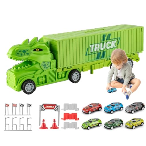 Carrier Truck Playset, Race Track Car Set, Fahrzeug Interaktives Spielzeug, Einfach Zu Spielen, Interaktives Spielset, 36x7x10,5 cm, Für Kinder Ab 4 Jahren von Buhygn