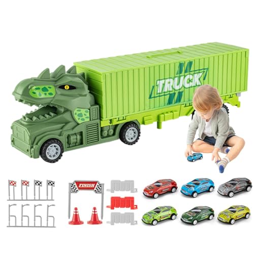 Carrier Truck Playset, Race Track Car Set, Fahrzeug Interaktives Spielzeug, Einfach Zu Spielen, Interaktives Spielset, 36x7x10,5 cm, Für Kinder Ab 4 Jahren von Buhygn